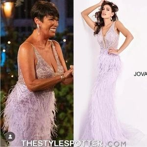 Jovani Feather Gown as seen on The GOLDEN BACHELOR!
